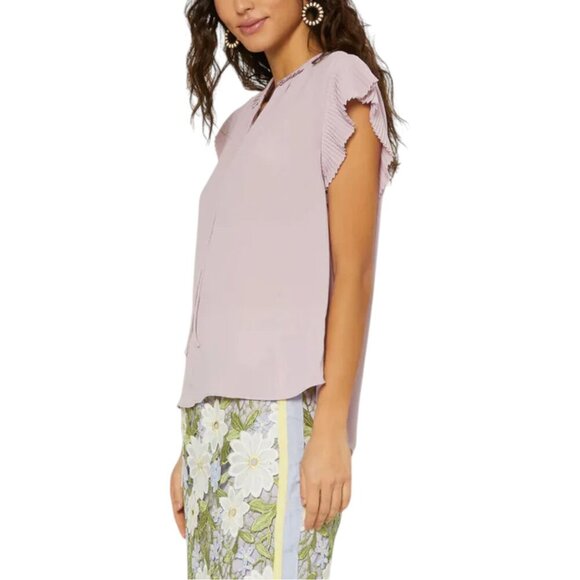 Current Air Light Purple Ruffle Sleeve Pastel Blouse w/ Neck Tie Sz S - Picture 2 of 11